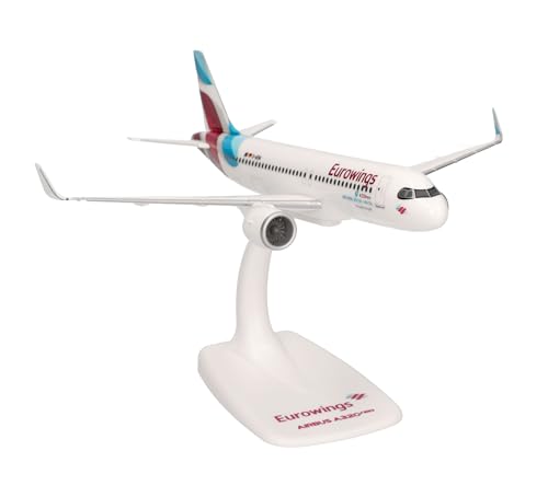 Herpa Maquette Avion Eurowings Airbus A320neo - 1/200 - Passionnés de Modélisme - Collections - Snap-fit - Support Inclu