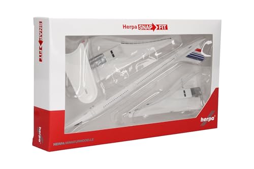herpa Air France Concorde F-BVFB Maquette 1/200 Snap-fit Figurine Plastique collectionnable avec Support