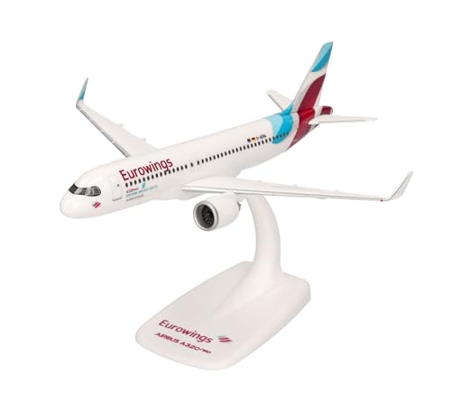 Herpa Maquette Avion Eurowings Airbus A320neo - 1/200 - Passionnés de Modélisme - Collections - Snap-fit - Support Inclu