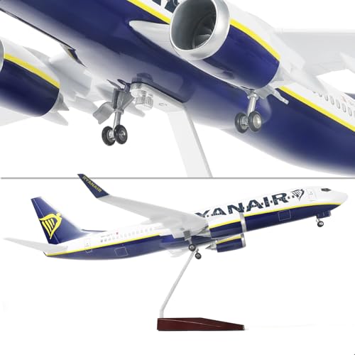 QIYUMOKE 737 métal moulé sous pression pour adulte Ryanair, cadeau pour amateurs d'aviation, bureau (18 pouces)