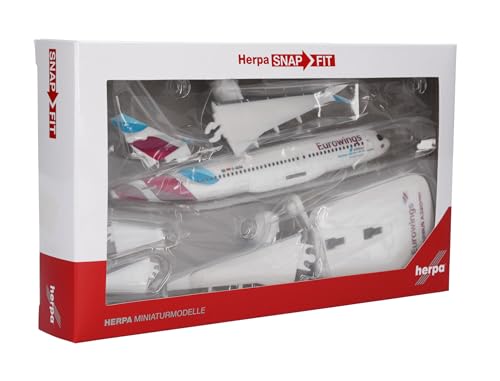 Herpa Maquette Avion Eurowings Airbus A320neo - 1/200 - Passionnés de Modélisme - Collections - Snap-fit - Support Inclu
