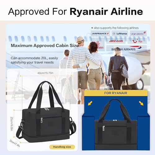 XLODEA Sac de Voyage pour Avion | Valise à Main Sportive et Pratique avec Bandoulière | Idéal pour le Week-end Ryanair