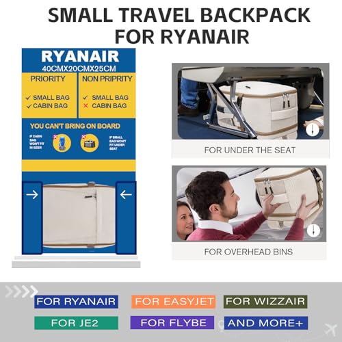 Sac à Dos Hayayu pour Voyage et Cabine Ryanair | Pour Femme et Homme | 40x30x20cm | Bagage Cabine 20L | Pochette Antivol