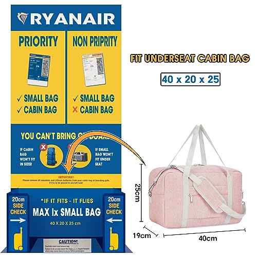 Sac de Voyage Narwey Rose - Pliable | Cabine Ryanair | 20L | Sport | Week-end